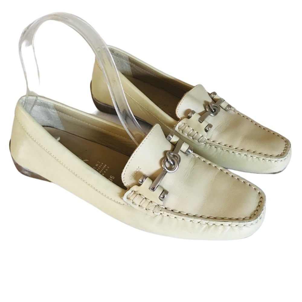 🦉GEOX Respira Cream Leather Driving Loafers